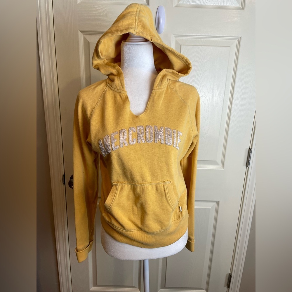 Abercrombie logo gold Yellow Hoodie small